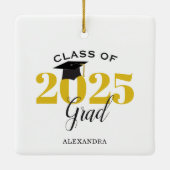 2025年卒業金ゴールドモダンとブラックのクラス セラミックオーナメント (裏面)