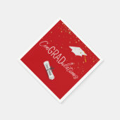 2025年卒業金ゴールド紙吹雪とキャップ スタンダードカクテルナプキン (角)