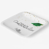 2025年卒業金ゴールド紙吹雪とグリーンキャップ ペーパープレート (傾斜あり)