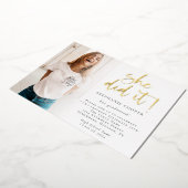 2025年卒業金ゴールド 箔招待状 (回転した状態)