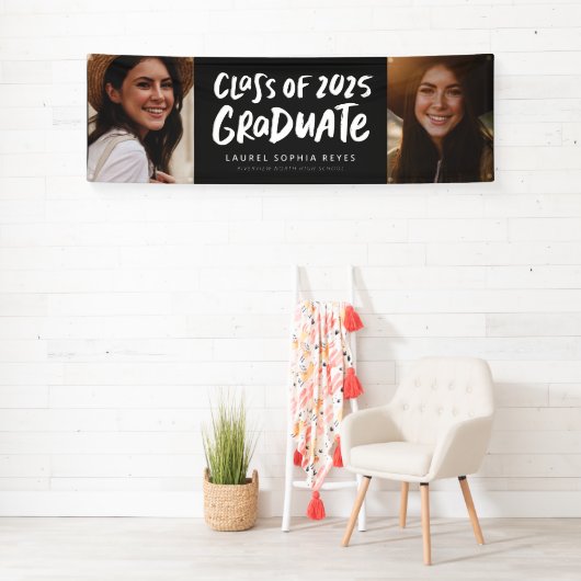 2025年卒業2枚はっきりした写真卒業 横断幕 (インサイチュ)