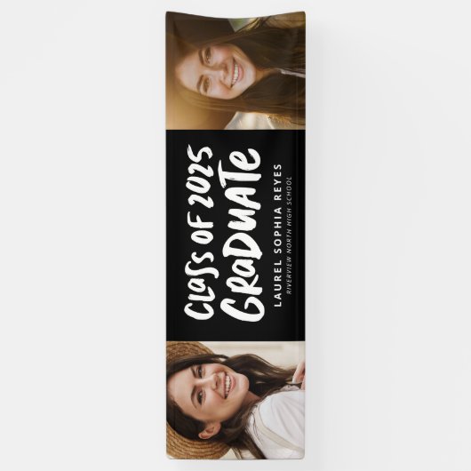 2025年卒業2枚はっきりした写真卒業 横断幕 (縦)