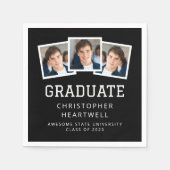 2025年卒業3写真白黒 スタンダードカクテルナプキン (正面)