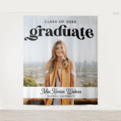 2025年卒業 おしゃれボヘミアンチックなトレンディーなデザイン 2025年の卒業式 タペストリー (正面)