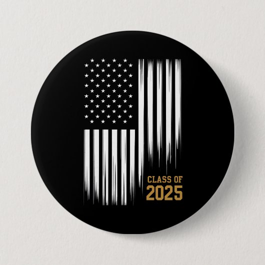 2025年卒業 アメリカ国旗 シニアクラス  缶バッジ (正面)