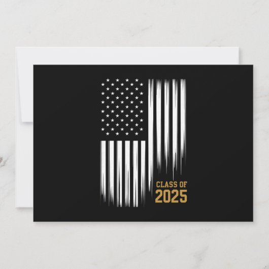 2025年卒業 アメリカ国旗 シニア卒業式 招待状 (正面)
