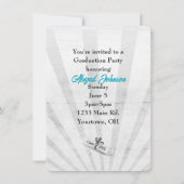 2025年卒業,ティール(緑がかった色)と黒の学校の色 招待状 (裏面)