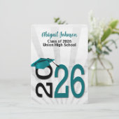 2025年卒業，ティール（緑がかった色）と黒の学校の色 招待状 (スタンド正面)