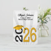 2025年卒業，金ゴールドと黒の学校の色 招待状 (スタンド正面)