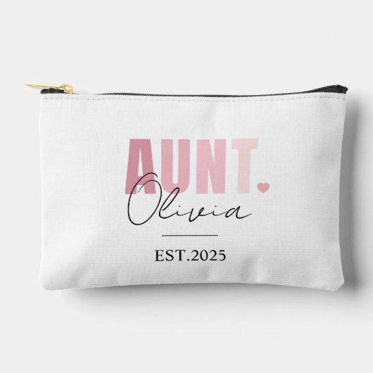 2025年叔母に昇進 | 名パーソナライズされた前 アクセサリーポーチ (正面)