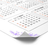 2025年壁ミニマルカレンダー紫フローラポスター ポスター (角)