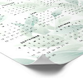 2025年壁ミニマルカレンダー緑淡い色の葉ポスター ポスター (角)