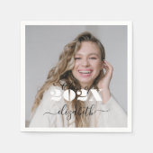 2025年大学院パーソナライズされた写真名 スタンダードカクテルナプキン (正面)