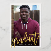 2025年大学院写真モダン撮シンプル影金ゴールド 箔招待状 (正面)