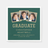 2025年大学院3フォトグリーン金ゴールド スタンダードカクテルナプキン (正面)