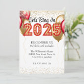 2025年大晦日パーティー赤と金ゴールドマーキー 招待状 (スタンド正面)