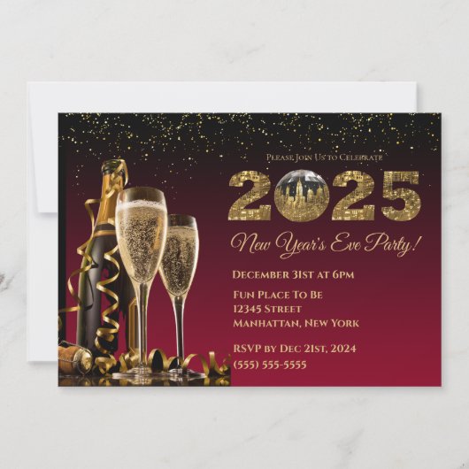 2025年大晦日パーティー – ボール – ニューヨーク –  招待状 (正面)