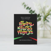 2025年大晦日モダンエレガントパーソナライズされた シーズンポストカード (スタンド正面)