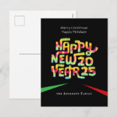 2025年大晦日モダンエレガントパーソナライズされた シーズンポストカード (正面/裏面)