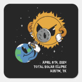 2025年太陽の日食光爆弾パーソナライズされた スクエアシール (正面)