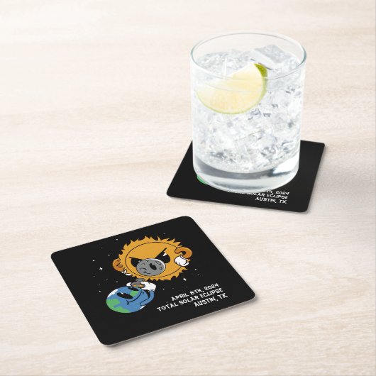 2025年太陽の日食光爆弾パーソナライズされた スクエアペーパーコースター (インサイチュ)