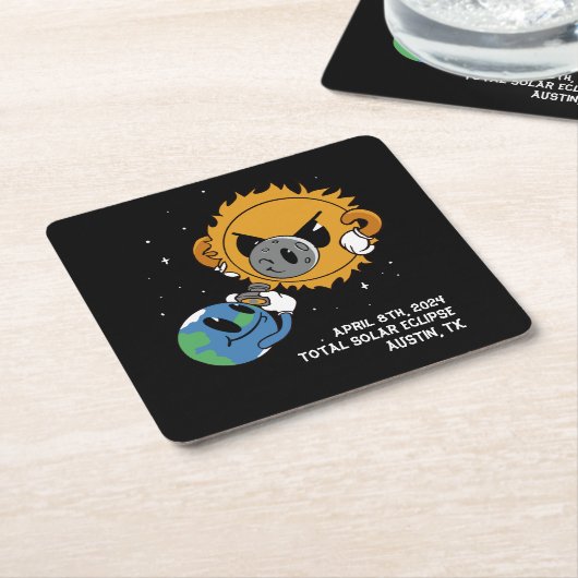 2025年太陽の日食光爆弾パーソナライズされた スクエアペーパーコースター (アングル)