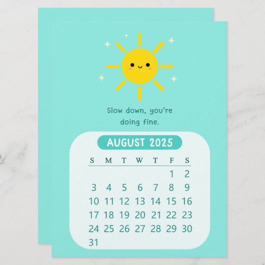 2025年威厳がある月かわいいのカやる気を起こさせるレンダー 招待状 (正面/裏面)