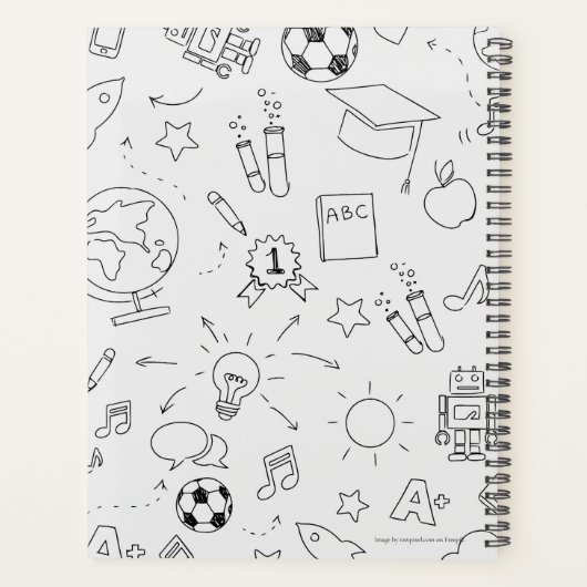 2025年小学校パーソナライズされた白黒番 プランナー手帳 (裏面)