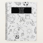 2025年小学校パーソナライズされた白黒番 プランナー手帳 (正面)