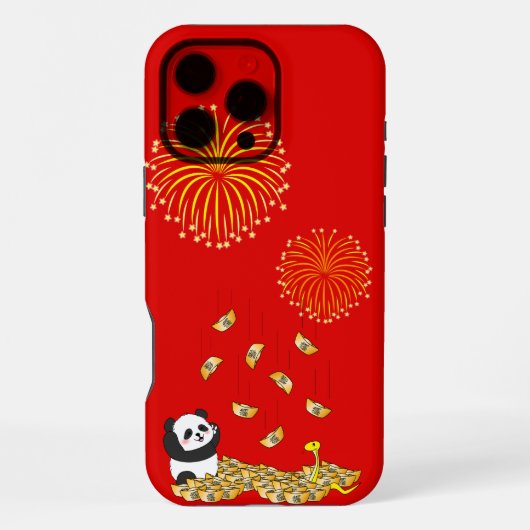 2025年巳年(へび年) パンダの中国新年 iPhoneケース (裏面)