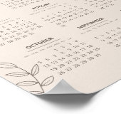 2025年年間カレンダー 花のラインアート ミニマリスト ポスター (角)