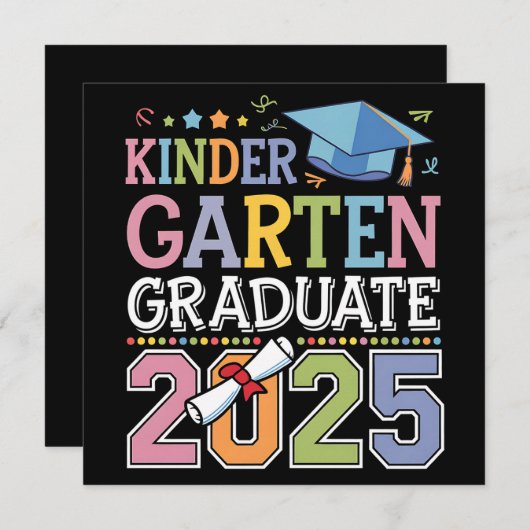 2025年幼稚園の卒業学校 招待状 (正面/裏面)