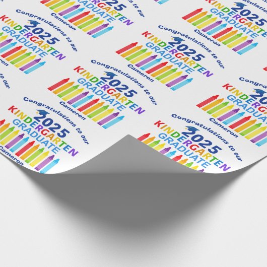 2025年幼稚園卒業かわいいカスタム卒業生 ラッピングペーパー (角)