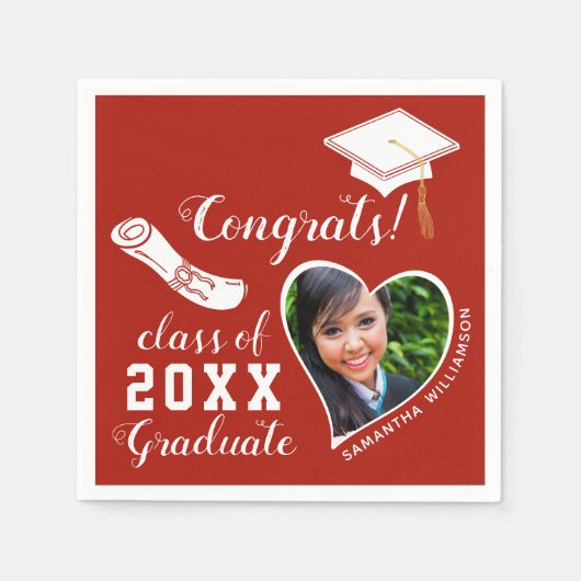 2025年度写真卒業赤と白会 スタンダードカクテルナプキン (正面)