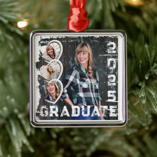 2025年度写真撮影ハート グランジ メタルオーナメント (ツリー)