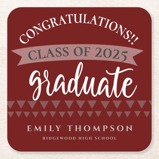 2025年度卒業おめでとう スクエアペーパーコースター (正面)