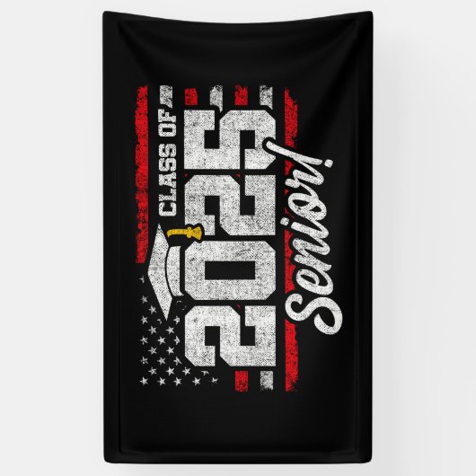 2025年度卒業アメリカ国旗 シニア2025 横断幕 (縦)