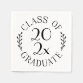 2025年度卒業シック白黒タイポグラフィ スタンダードカクテルナプキン (正面)