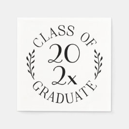 2025年度卒業シック白黒タイポグラフィ スタンダードカクテルナプキン