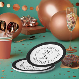 2025年度卒業タイポグラフィブラック縁ど ペーパープレート