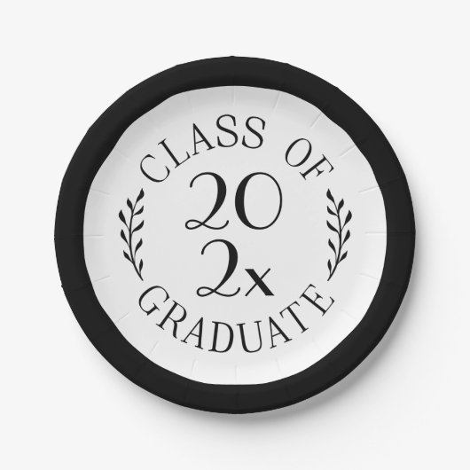 2025年度卒業タイポグラフィブラック縁ど ペーパープレート (正面)