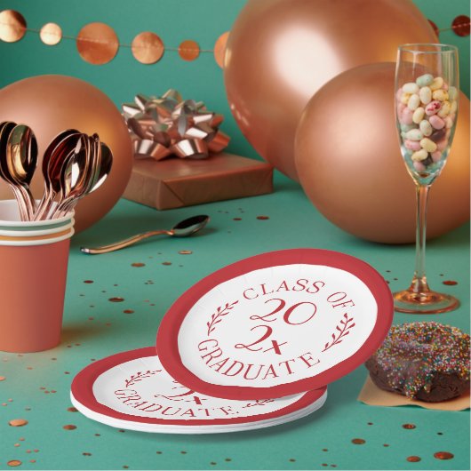 2025年度卒業タイポグラフィ赤縁ど ペーパープレート (複数)