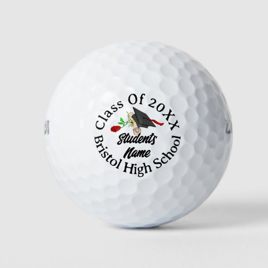 2025年度卒業パーソナライズされたキャップ卒業証書 ゴルフボール (正面)