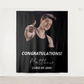 2025年度卒業パーティーの白黒写真 タペストリー (正面)