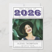 2025年度卒業パーティー オープンハウス フォト パープル 招待状 (正面)