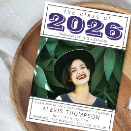 2025年度卒業パーティー オープンハウス フォト パープル 招待状