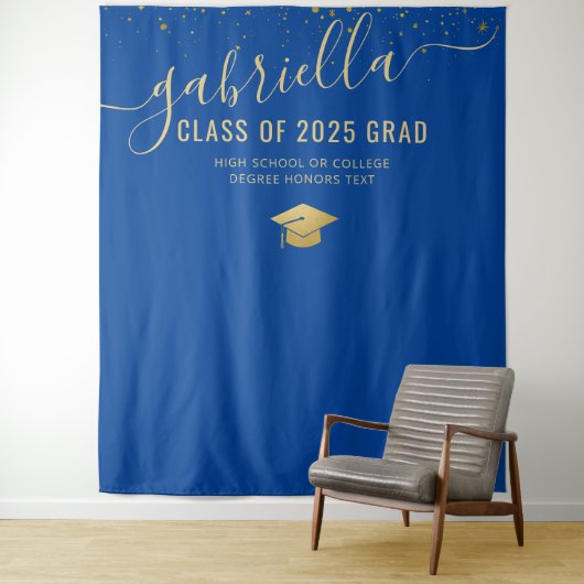 2025年度卒業写真撮影用 ブルーの背景 タペストリー (インサイチュ)