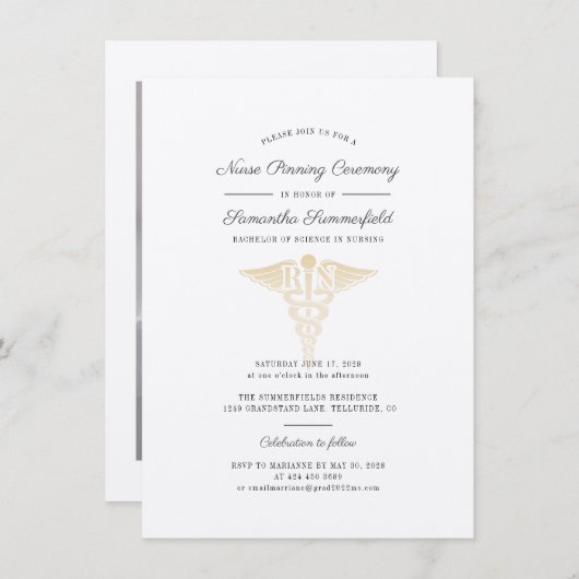 2025年度卒業写真 看護師 ピニングセレモニー 招待状 (正面/裏面)