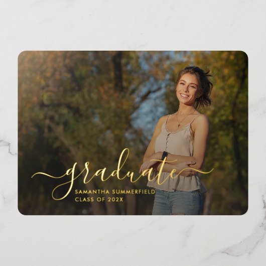 2025年度卒業式 ゴールド箔 発表写真 箔招待状 (正面)