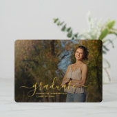 2025年度卒業式 ゴールド箔 発表写真 箔招待状 (立ち正面)